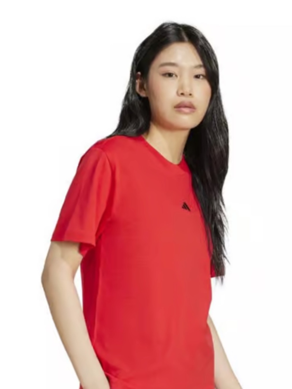 Adidas Women's Sports Wear T-Shirts Red Cotton. L
